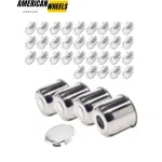 4.88in Stainless Push-Thru Trailer Center Caps with Removable Top Cap and 9/16"-18 Lug Nuts - 20274419=[74303CH+12232CHx8]