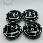 Brabus 75mm Black and Chrome Wheel Center Caps