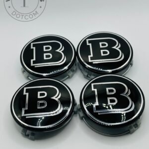 Brabus 75mm Black and Chrome Wheel Center Caps
