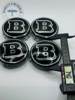 Brabus 75mm Black & Chrome Wheel Center Caps - 4pc Set for Monoblock Wheels - Image 2