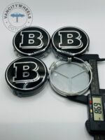 Brabus 75mm Black & Chrome Wheel Center Caps - 4pc Set for Monoblock Wheels - Image 4