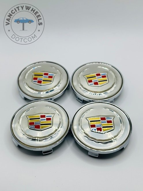 Set Of 4 Cadillac Silver Alloy Wheel Center Caps 68mm, Center Hub Caps Cadillac 68mm