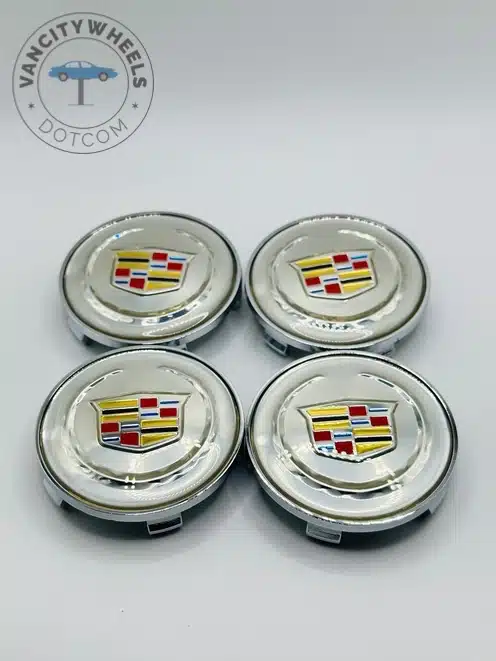 Set Of 4 Cadillac Silver Alloy Wheel Center Caps 68mm, Center Hub Caps Cadillac 68mm