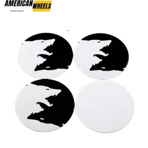 Wheel Center Cap Aluminum Stickers with Black and White Wolves for Decoration Rim 61mm 4pc - 20270008 - Image 3