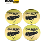59mm Aluminum Wheel Center Caps Stickers Muscle Car Golden Pattern 4pcs - 20214930