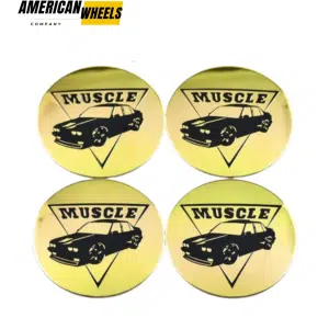 59mm Aluminum Wheel Center Caps Stickers Muscle Car Golden Pattern 4pcs - 20214930