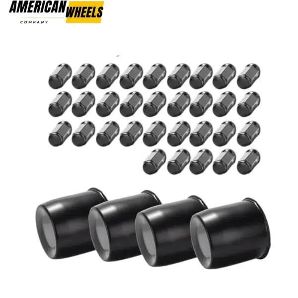 5.15in Push Through Center Caps & 9/16"-18 Lug Nuts for Trailer Truck RV Rims Center Bore - 20274420=[74035+12232x8] - Image 2