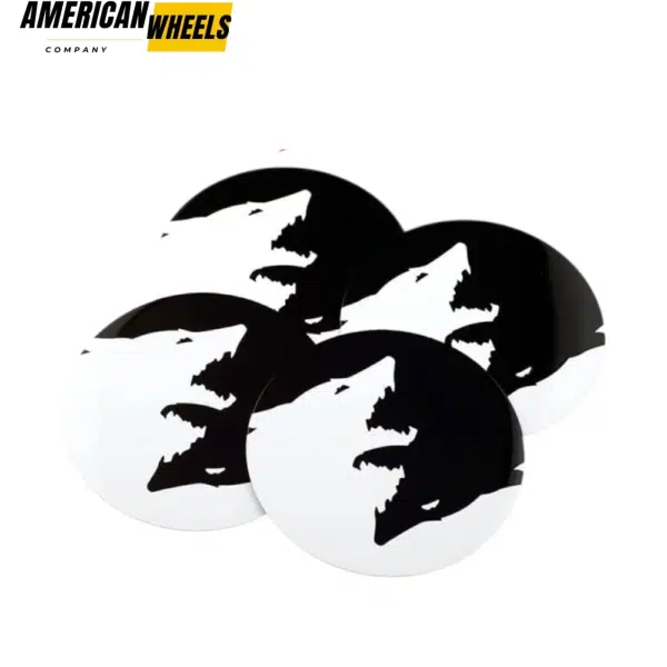 Wheel Center Cap Aluminum Stickers with Black and White Wolves for Decoration Rim 61mm 4pc - 20270008 - Image 2