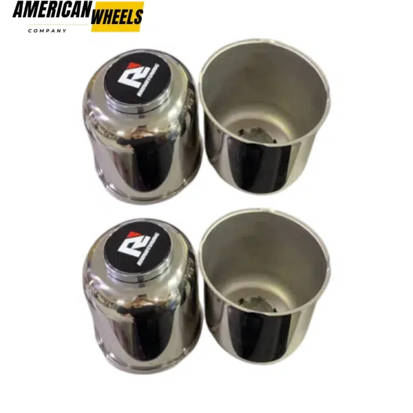 4.25in Floating Push Through Center Cap Mirror Polished / Black Stainless with EZ Lube Plug - 20274705=[74311+77130+71021] - Image 2