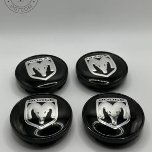 Dodge 60mm Silver and Black Wheel Center Caps