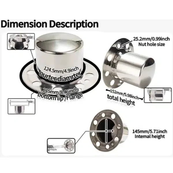 4.9in Rear Dually Eagle Alloys 8 Lug Wheel Rim Hub Center Cap for 8x6.5 and 8x700 Wheel - 20274352CH - Image 5