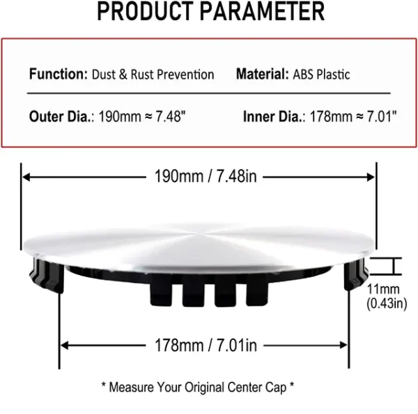 Chevy Suburban Silverado GMC Sierra Wheel Center Caps #15650043 190mm 7 31/64in 4PCS - 20214732 - Image 4