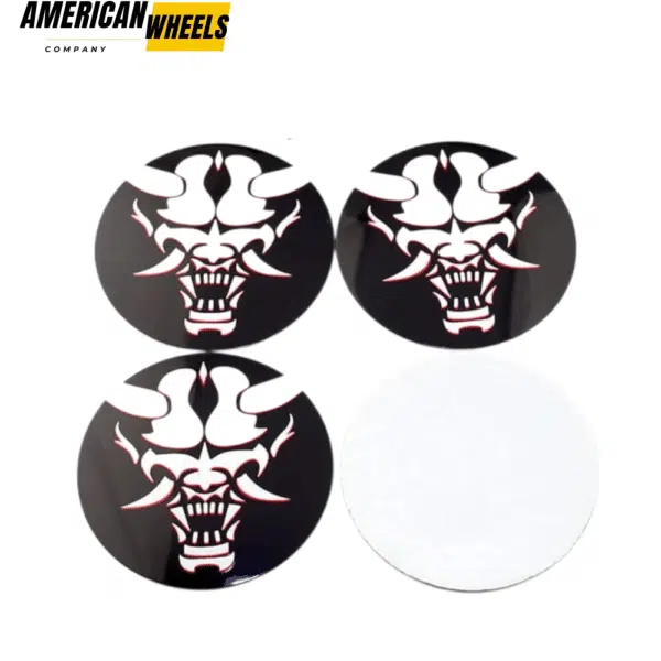 68mm Wheel Center Rim Cap Aluminum Stickers with Curved Japanese Style Mask Pattern 4pcs - 20270009 - Image 2