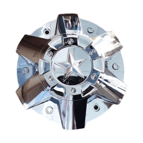 4pcs Set 195.7mm Snap On Black + Chrome Alloy Wheel Center Caps 6 Lug – C-054 - Image 2