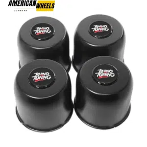 RhinoTuning 4.88in Push Thru Center Caps for 4.88in Bore 4.25in Tall Trailer Center Holes - 20260019BK[74167BK+20970]