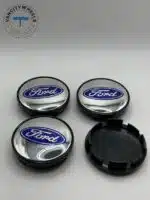 Ford 60mm Black and Chrome Wheel Center Caps