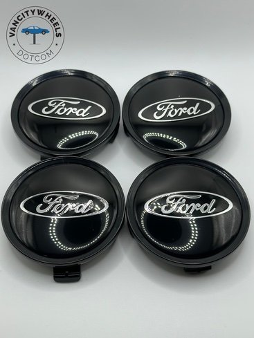 Ford 75mm Gloss Black Wheel Center Caps