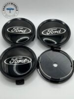 Ford 75mm Gloss Black Wheel Center Caps - 4pc Stealth Upgrade Set - Image 4