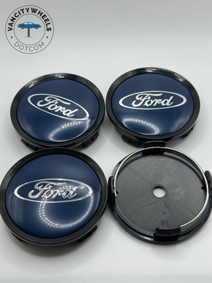 Ford 75mm Blue Wheel Center Caps