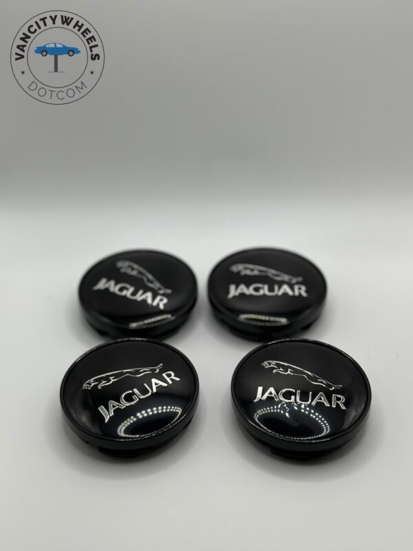 Jaguar 60mm Black Wheel Center Caps - 4pc Leaper Logo Set - Image 4