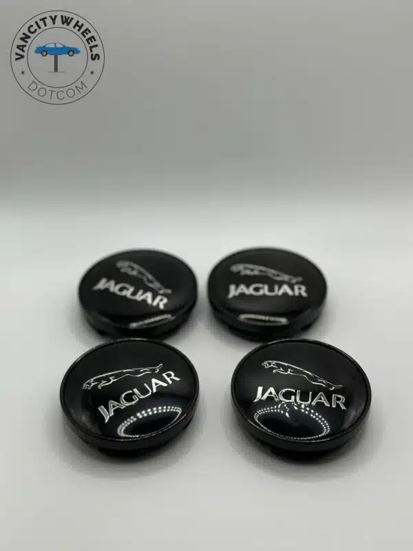 Jaguar 60mm Black Wheel Center Caps - 4pc Leaper Logo Set - Image 4