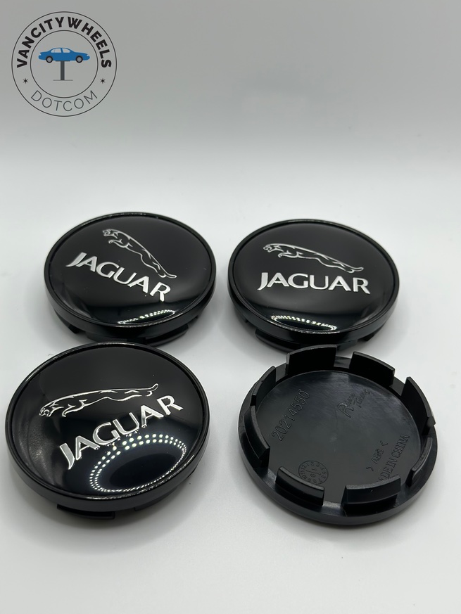 Jaguar 60mm Black Leaper Wheel Center Caps Jaguar 60mm Black Leaper Wheel Center Caps