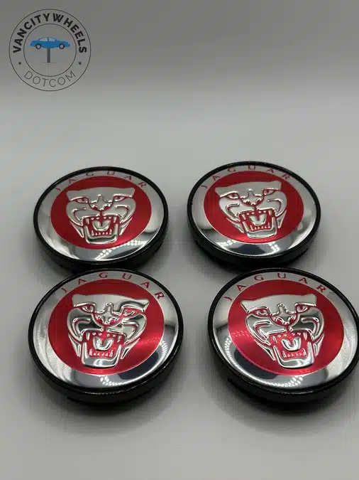 Jaguar 60mm Black Wheel Center Caps