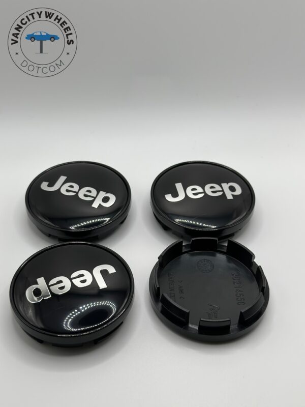 Jeep 60mm Black & Chrome Wheel Center Caps - 4pc Premium Set - Image 4