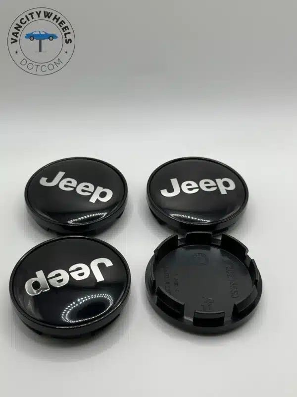 Jeep 60mm Black & Chrome Wheel Center Caps - 4pc Premium Set - Image 4