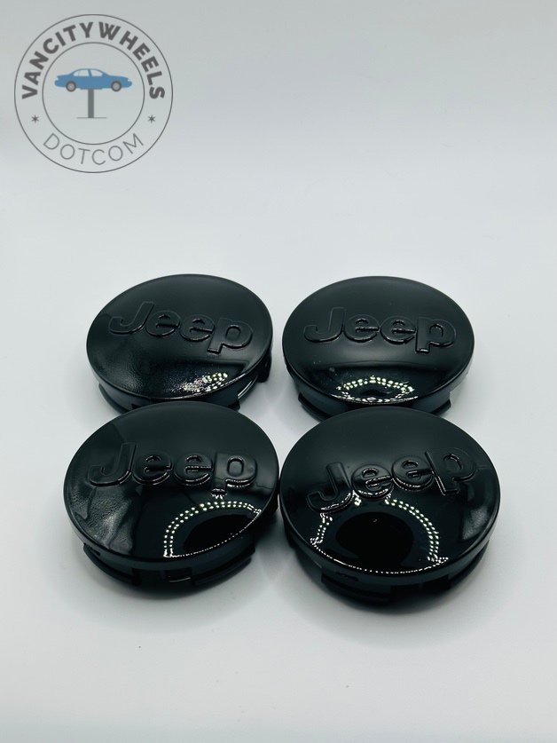 Set Of 4 Jeep Gloss Black Alloy Wheel Center Caps 63mm, Center Hub Caps For Jeep 63mm
