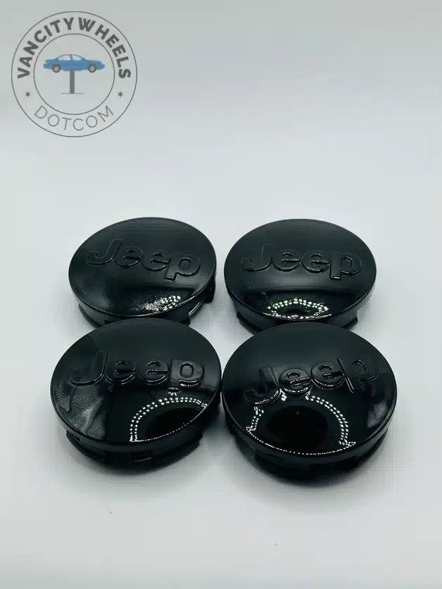 Set Of 4 Jeep Gloss Black Alloy Wheel Center Caps 63mm, Center Hub Caps For Jeep 63mm
