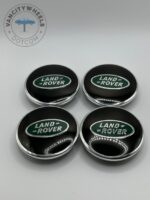 Land Rover 61mm Green and Silver Wheel Center Caps