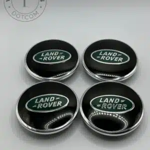Land Rover 61mm Green and Silver Wheel Center Caps