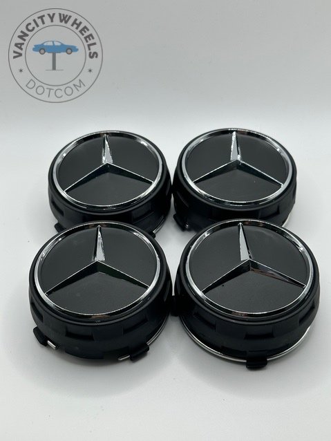 Mercedes Benz 75mm Black Wheel Center Caps