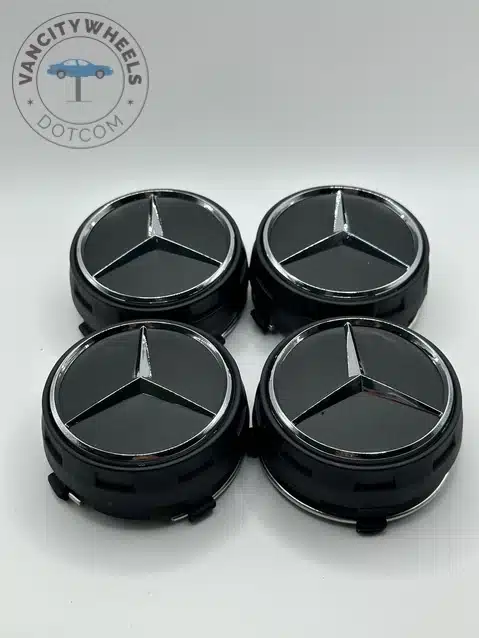 Mercedes Benz 75mm Black Wheel Center Caps