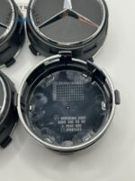 Mercedes Benz 75mm Black Wheel Center Caps - 4pc Set A0004000900 - Image 3