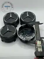 Mercedes Benz 75mm Black Wheel Center Caps - 4pc Set A0004000900 - Image 4
