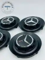 Set of 4 Black Mercedes Benz Alloy Wheel Center Caps 146mm, Black Center Hub Caps for Mercedes Benz 146mm - Image 2