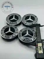 Mercedes Benz Center Hub Caps - Set of 4 Black 75mm - Image 4