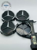 Mercedes Benz Wheel Center Caps 76mm - Set of 4 Black & Chrome - Image 3