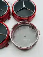 Mercedes-Benz 75mm Black & Red Wheel Center Caps - 4pc AMG Style Set - Image 3