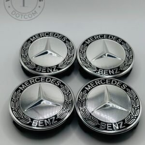 Mercedes-Benz 74mm Black and Chrome Wheel Center Caps