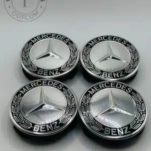 Mercedes-Benz 74mm Black and Chrome Wheel Center Caps