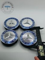 Mercedes Benz Wheel Center Caps 74mm - Set of 4 Blue & Chrome | A1714000025 - Image 2