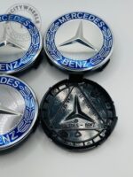 Mercedes Benz Wheel Center Caps 74mm - Set of 4 Blue & Chrome | A1714000025 - Image 3
