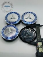 Mercedes Benz Wheel Center Caps 74mm - Set of 4 Blue & Chrome | A1714000025 - Image 4