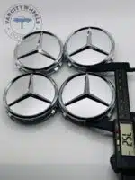 Mercedes-Benz 75mm Chrome Wheel Center Caps - 4pc Set for All Models - Image 2