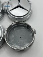 Mercedes-Benz 75mm Gloss Silver Wheel Center Caps - 4pc Set A0004000900 - Image 3