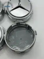 Mercedes-Benz 75mm Gloss Silver Wheel Center Caps - 4pc Set A0004000900 - Image 3