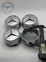 Mercedes-Benz 75mm Gloss Silver Wheel Center Caps - 4pc Set A0004000900 - Image 4
